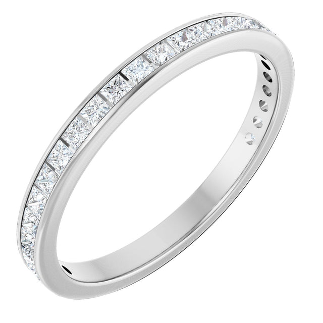 14K Gold Square Natural Diamond Channel-Set Anniversary Band – 2.25x2.25 mm Stones - White Gold