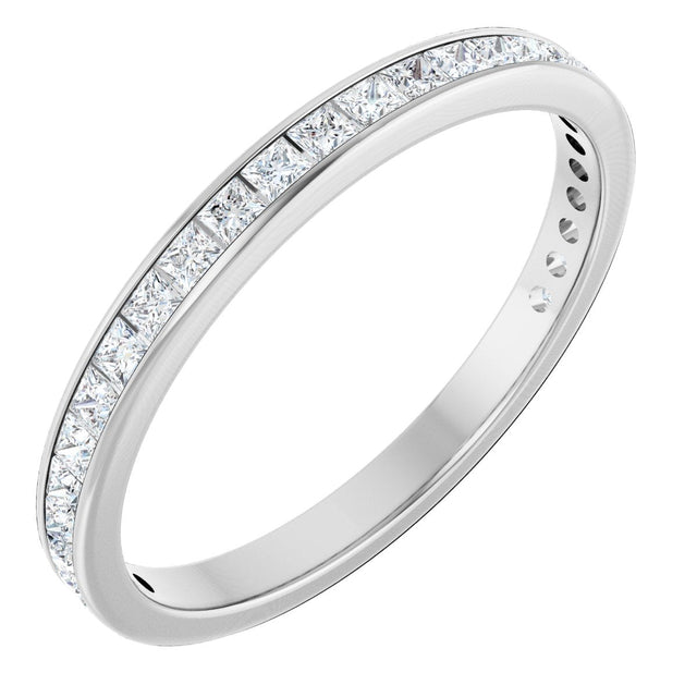 14K Gold Square Natural Diamond Channel-Set Anniversary Band – 2.25x2.25 mm Stones (2 CTW) - White Gold