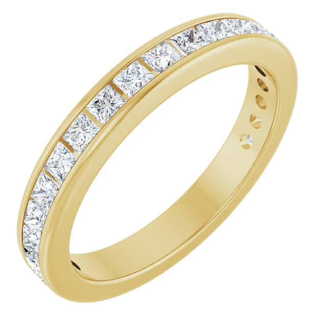 14K Gold Square Lab-Grown Diamond Channel-Set Anniversary Band – 1.75x1.75 mm Stones - Yellow Gold