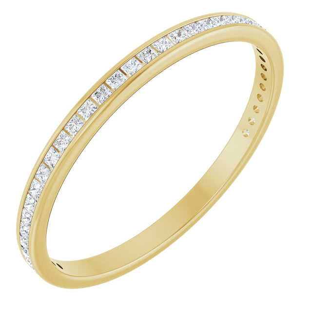 14K Gold Square Natural Diamond Channel-Set Anniversary Band – 1.5x1.5 mm Stones (3/4 CTW) - Yellow Gold