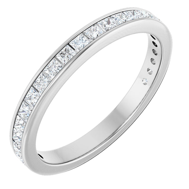 14K Gold Square Lab-Grown Diamond Channel-Set Anniversary Band – 2x2 mm Stones - White Gold