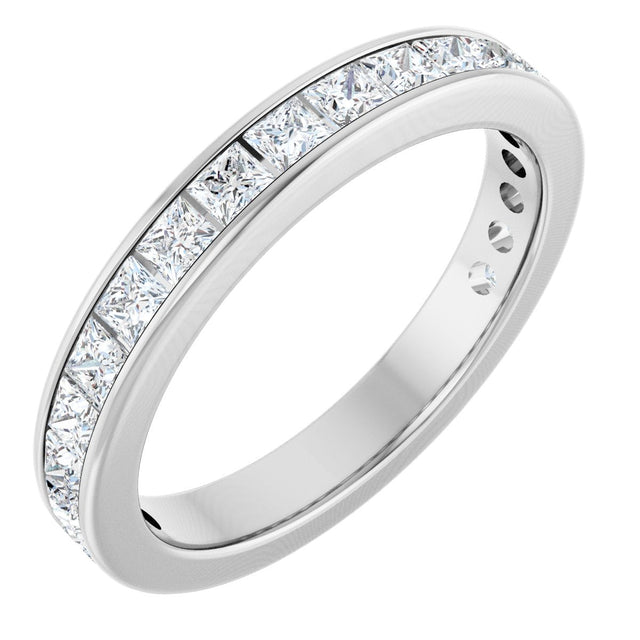 14K Gold Square Lab-Grown Diamond Channel-Set Anniversary Band – 2.25x2.25 mm Stones - White Gold