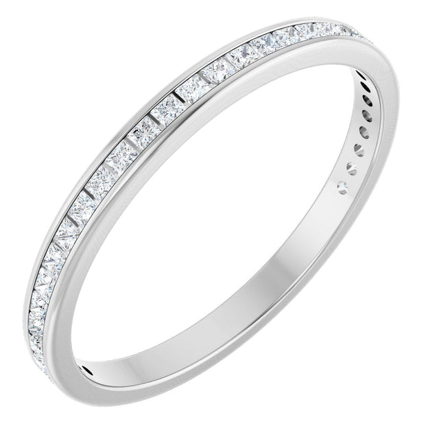 14K Gold Square Lab-Grown Diamond Channel-Set Anniversary Band – 1.5x1.5 mm Stones (3/4 CTW) - White Gold