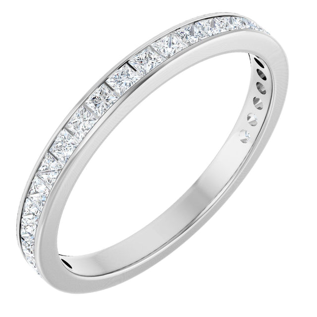 14K Gold Square Natural Diamond Channel-Set Anniversary Band – 2.5x2.5 mm Stones (2 1/3–2 3/8 CTW) - White Gold
