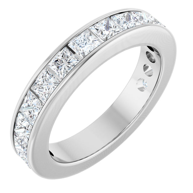 14K Gold Square Lab-Grown Diamond Channel-Set Anniversary Band – 2.5x2.5 mm Stones - White Gold