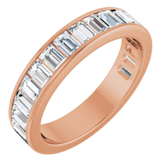 14K Gold Straight Baguette Natural Diamond Channel-Set Anniversary Band – 3x2 mm Stones - Rose Gold