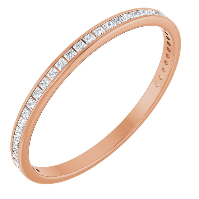 14K Gold Square Lab-Grown Diamond Channel-Set Anniversary Band – 1.5x1.5 mm Stones (3/4 CTW) - Rose Gold