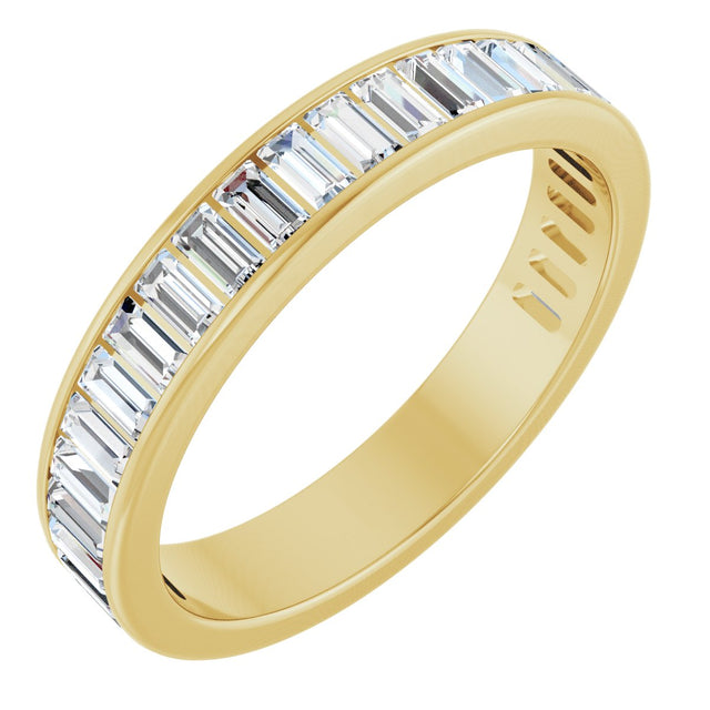 14K Gold Straight Baguette Lab-Grown Diamond Channel-Set Anniversary Band – 3x1.5 mm Stones - Yellow Gold
