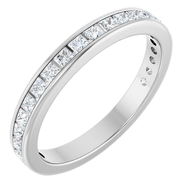 14K Gold Square Natural Diamond Channel-Set Anniversary Band – 1.75x1.75 mm Stones - White Gold