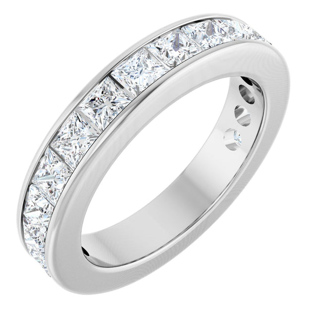 14K Gold Square Lab-Grown Diamond Channel-Set Anniversary Band – 2.5x2.5 mm Stones - White Gold