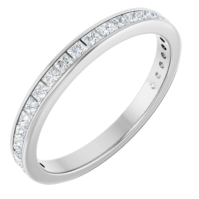 14K Gold Square Lab-Grown Diamond Channel-Set Anniversary Band – 2x2 mm Stones - White Gold