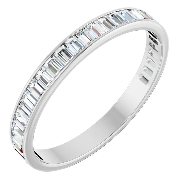 14K Gold Straight Baguette Natural Diamond Channel-Set Anniversary Band – 3x2 mm Stones (2 3/8 CTW) - White Gold