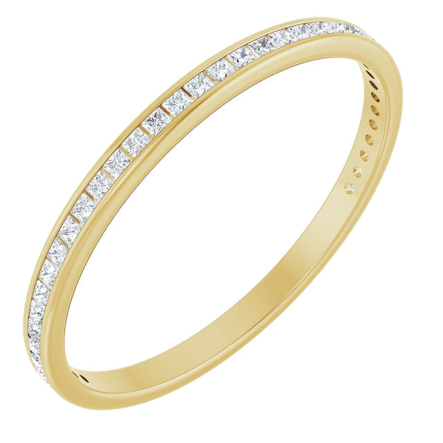 14K Gold Square Lab-Grown Diamond Channel-Set Anniversary Band – 1.5x1.5 mm Stones (3/4 CTW) - Yellow Gold