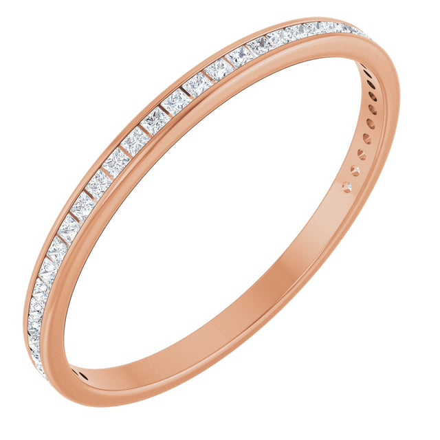 14K Gold Square Natural Diamond Channel-Set Anniversary Band – 1.5x1.5 mm Stones (3/4 CTW) - Rose Gold
