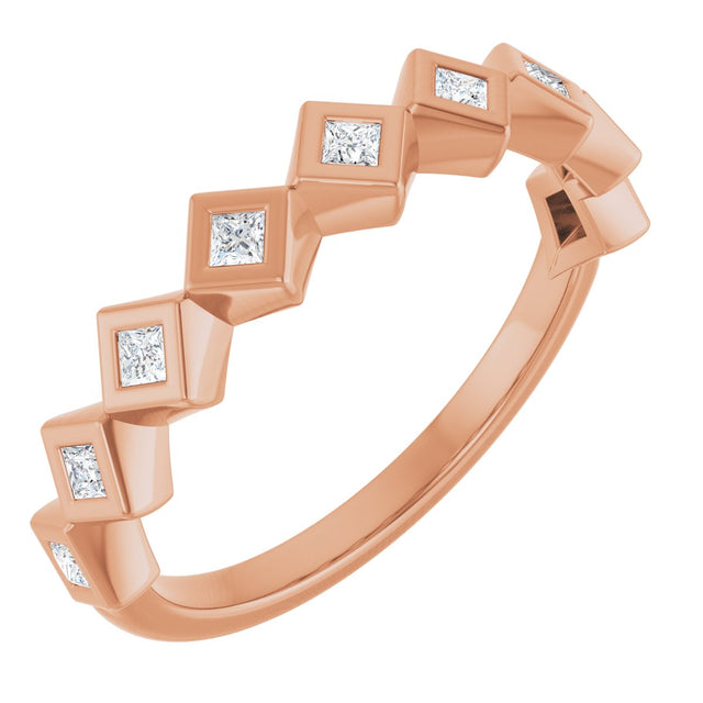 10K Gold Square Natural Diamond Bezel-Set Anniversary Band – 1/8–5/8 CTW - Rose Gold