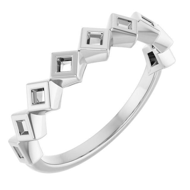 14K Gold Square Lab-Grown Diamond Bezel-Set Anniversary Band – 1/10–5/8 CTW - White Gold