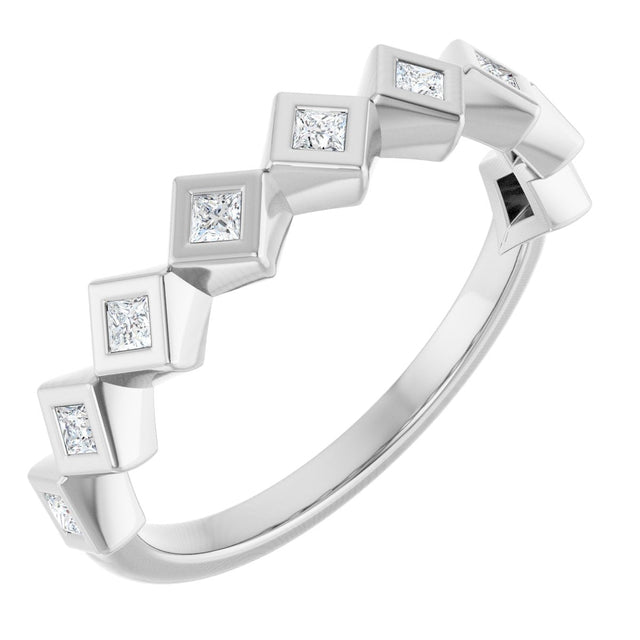 14K Gold Square Natural Diamond Bezel-Set Anniversary Band – 1/8–5/8 CTW - White Gold