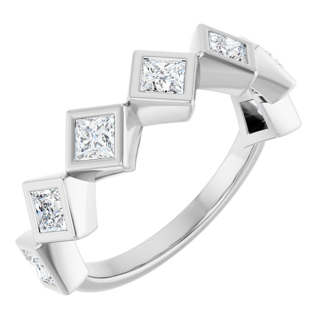14K Gold Square Natural Diamond Bezel-Set Anniversary Band – 3/4–2 CTW - White Gold
