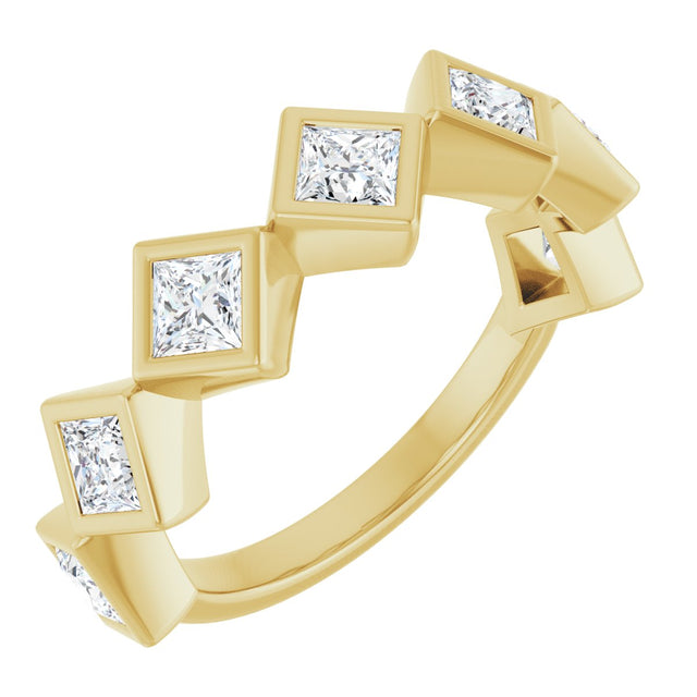 14K Gold Square Natural Diamond Bezel-Set Anniversary Band – 3/4–2 CTW - Yellow Gold