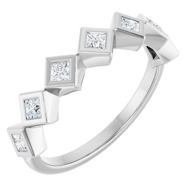 10K Gold Square Natural Diamond Bezel-Set Anniversary Band – 1/8–5/8 CTW - White Gold