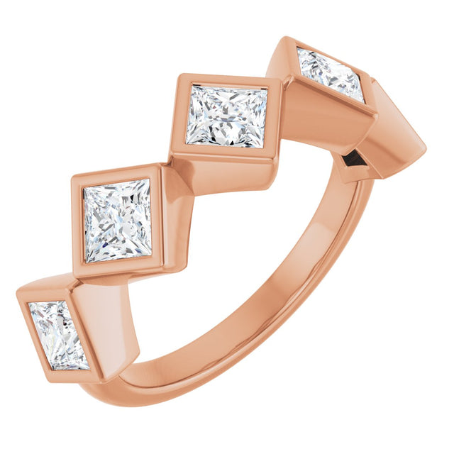 10K Gold Square Natural Diamond Bezel-Set Anniversary Band – 9/10–1 9/10 CTW - Rose Gold