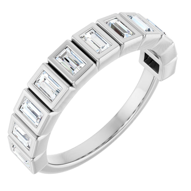 14K Gold Straight Baguette Natural Diamond Bezel-Set Anniversary Band – 1/4–7/8 CTW - White Gold
