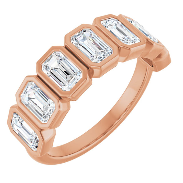 14K Gold Emerald Lab-Grown Diamond Bezel-Set Anniversary Band – 2 1/6 CTW - Rose Gold