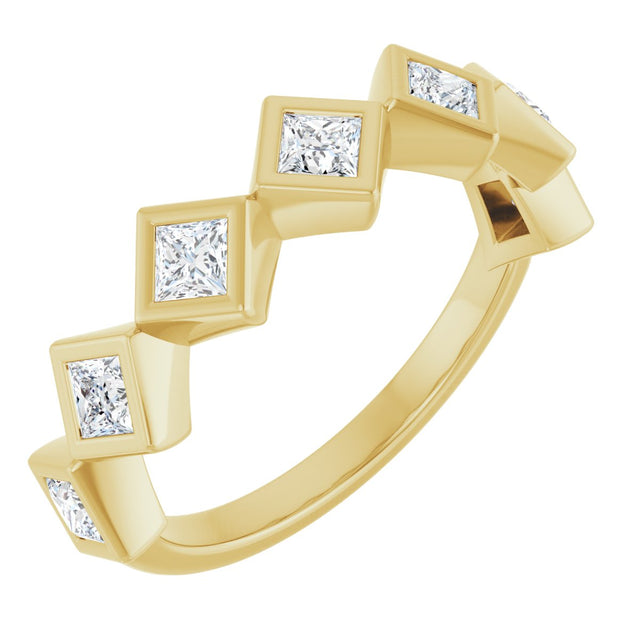 10K Gold Square Natural Diamond Bezel-Set Anniversary Band – 1/8–5/8 CTW - Yellow Gold