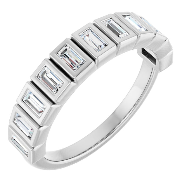 14K Gold Straight Baguette Lab-Grown Diamond Bezel-Set Anniversary Band – 1/3–9/10 CTW - White Gold