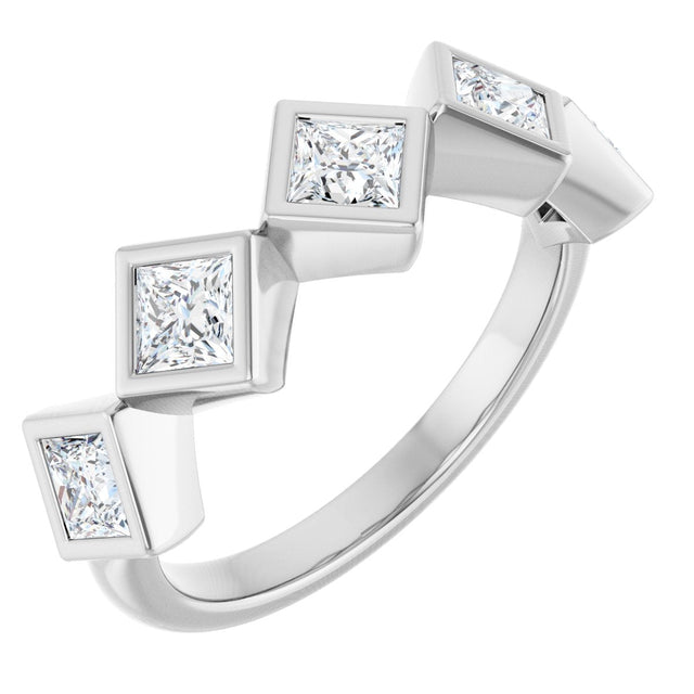 14K Gold Square Lab-Grown Diamond Bezel-Set Anniversary Band – 3/4–2 CTW - White Gold