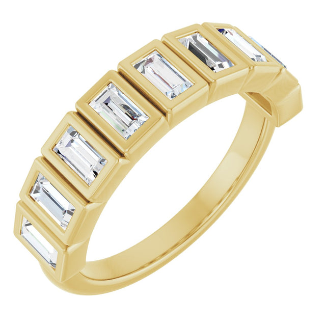 14K Gold Straight Baguette Natural Diamond Bezel-Set Anniversary Band – 9/10–1 CTW - Yellow Gold