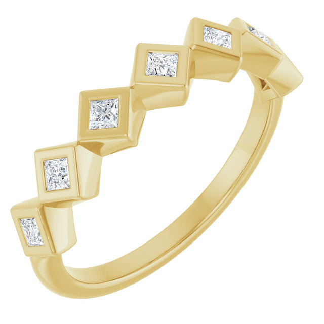 10K Gold Square Natural Diamond Bezel-Set Anniversary Band – 1/8–5/8 CTW - Yellow Gold