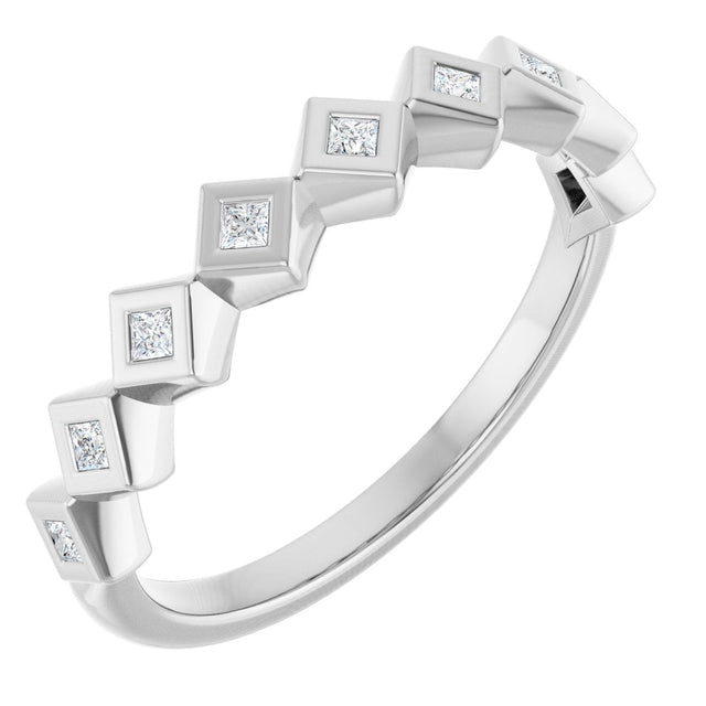 14K Gold Square Lab-Grown Diamond Bezel-Set Anniversary Band – 1/10–5/8 CTW - White Gold