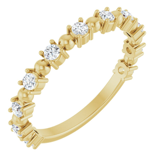 14K Gold Round Natural Diamond Beaded Anniversary Band – 1/6–3/4 CTW - Yellow Gold