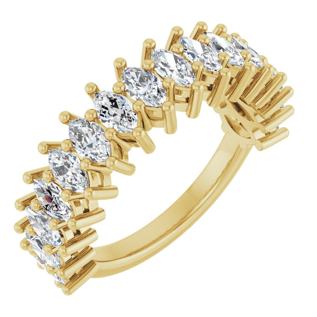 14K Gold Marquise Natural Diamond Anniversary Band – 1 1/3–2 5/8 CTW - Yellow Gold