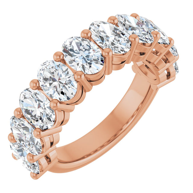 14K Gold Oval Lab-Grown Diamond Anniversary Band – 6x4 mm Stones - Rose Gold
