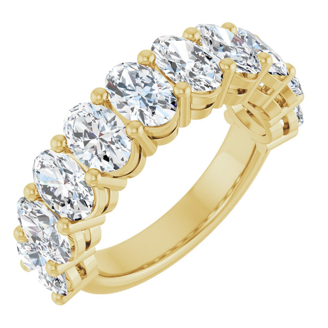 14K Gold Oval Lab-Grown Diamond Anniversary Band – 6x4 mm Stones - Yellow Gold