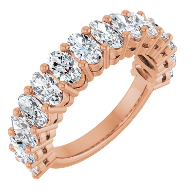 14K Gold Oval Lab-Grown Diamond Anniversary Band – 5x3 mm Stones - Rose Gold