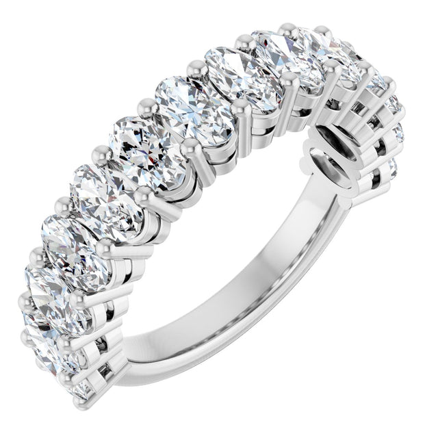 14K Gold Oval Lab-Grown Diamond Anniversary Band – 5x3 mm Stones - White Gold