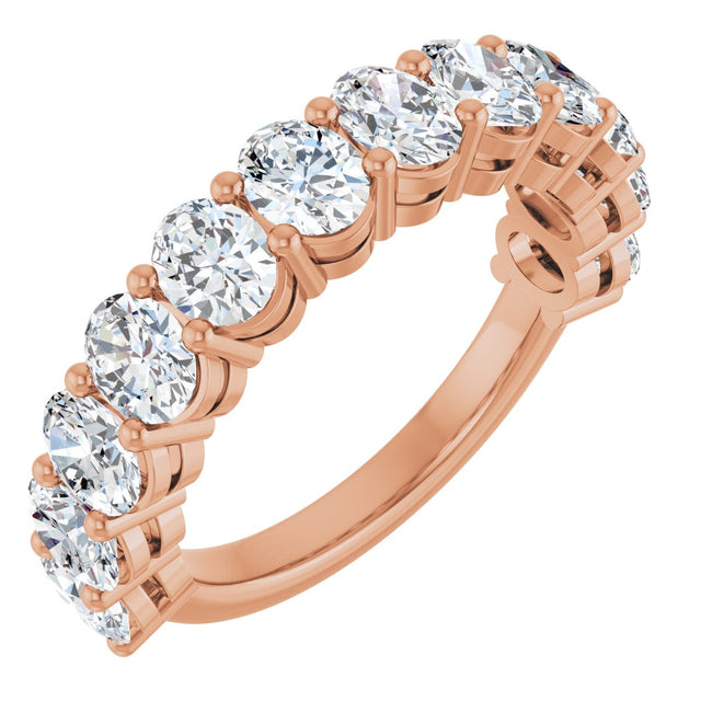 10K Gold Oval Natural Diamond Anniversary Band – 2–2 1/6 CTW - Rose Gold