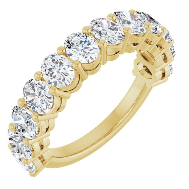 10K Gold Oval Natural Diamond Anniversary Band – 2–2 1/6 CTW - Yellow Gold