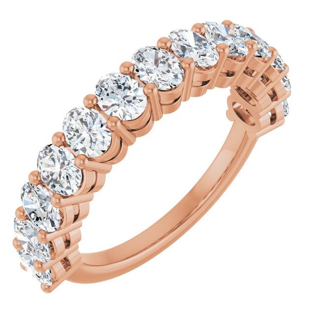 10K Gold Oval Natural Diamond Anniversary Band – 2–2 1/6 CTW - Rose Gold
