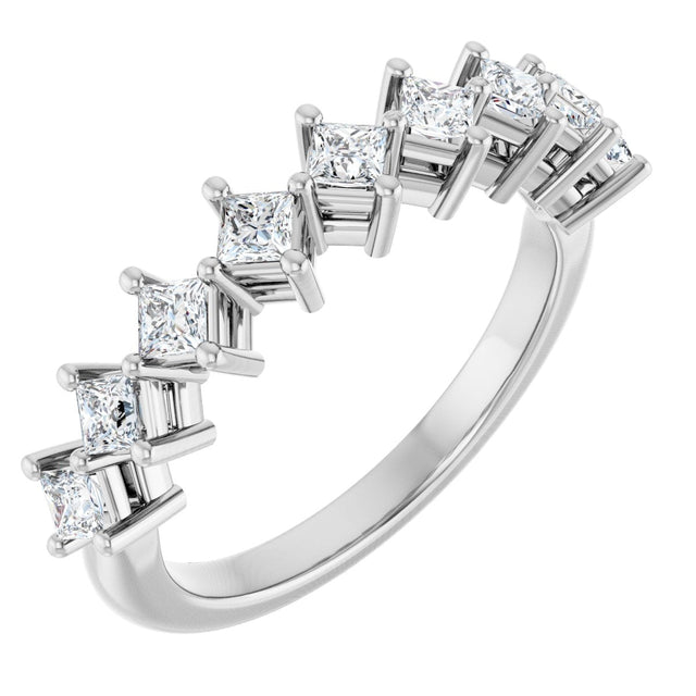 10K Gold Square Lab-Grown Diamond Nine-Stone Anniversary Band – 1/8–3/4 CTW - White Gold