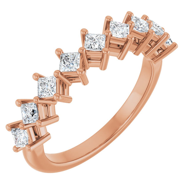 10K Gold Square Lab-Grown Diamond Nine-Stone Anniversary Band – 1/8–3/4 CTW - Rose Gold