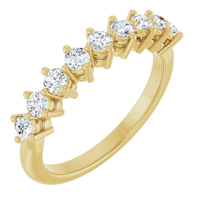 14K Gold Round Lab-Grown Diamond Nine-Stone Anniversary Band – 1/4–3/4 CTW - Yellow Gold