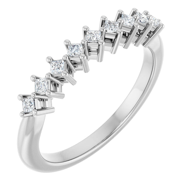 10K Gold Square Lab-Grown Diamond Nine-Stone Anniversary Band – 1/8–3/4 CTW - White Gold