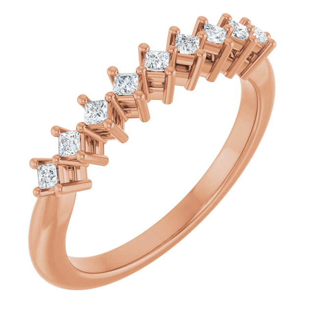 10K Gold Square Lab-Grown Diamond Nine-Stone Anniversary Band – 1/8–3/4 CTW - Rose Gold