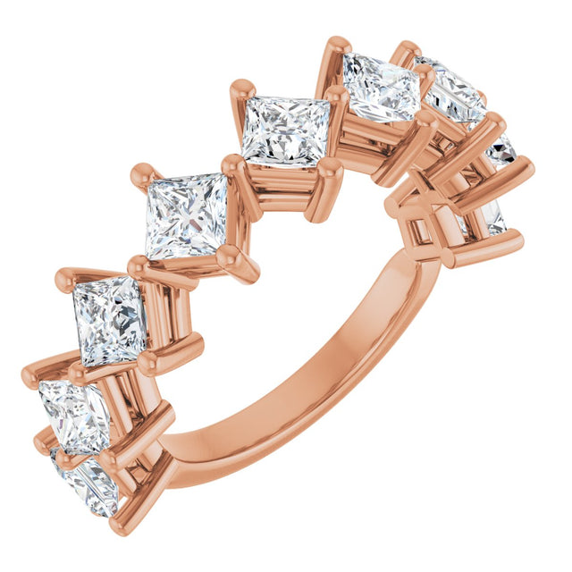 10K Gold Square Natural Diamond Nine-Stone Anniversary Band – 1 1/6–2 1/4 CTW - Rose Gold