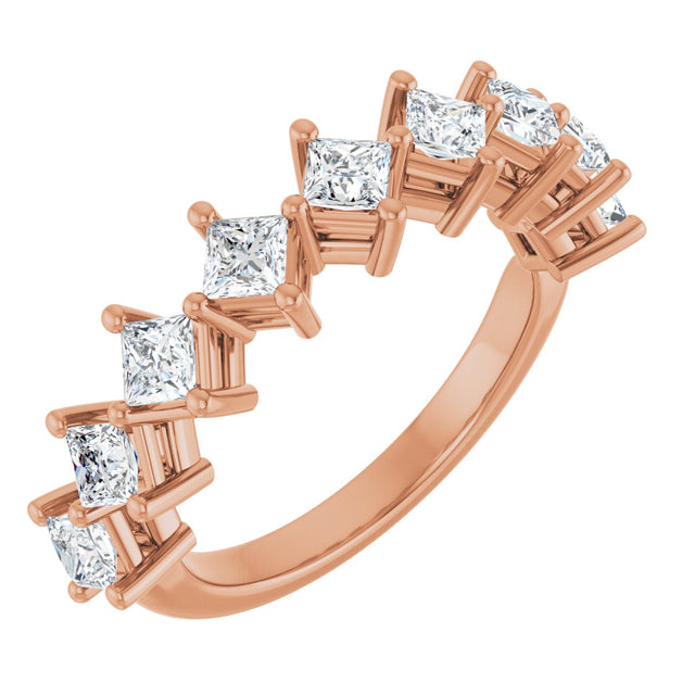 10K Gold Square Natural Diamond Nine-Stone Anniversary Band – 1 1/6–2 1/4 CTW - Rose Gold