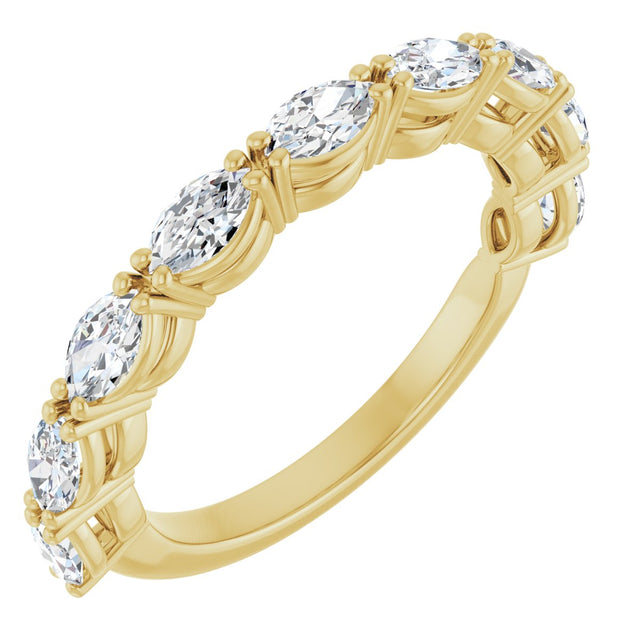 14K Gold Marquise Lab-Grown Diamond Nine-Stone Anniversary Band – 5/8–1 CTW - Yellow Gold